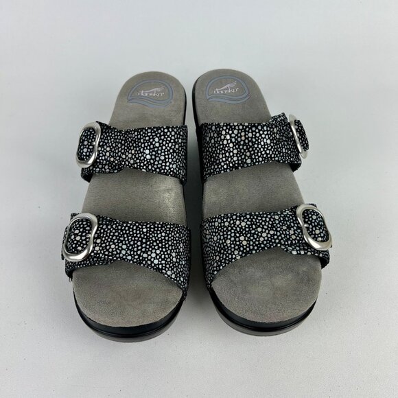 Dansko Womens Sophie Black Shagreen Dot Sandals Comfort size 38 US 7.5 8 - Picture 2 of 15